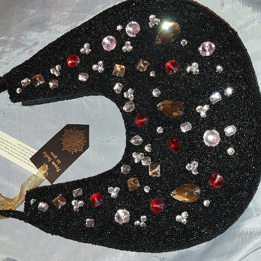 From India To You Elegant Black Beaded Gem Women's Shoulder Bag Ty Tt